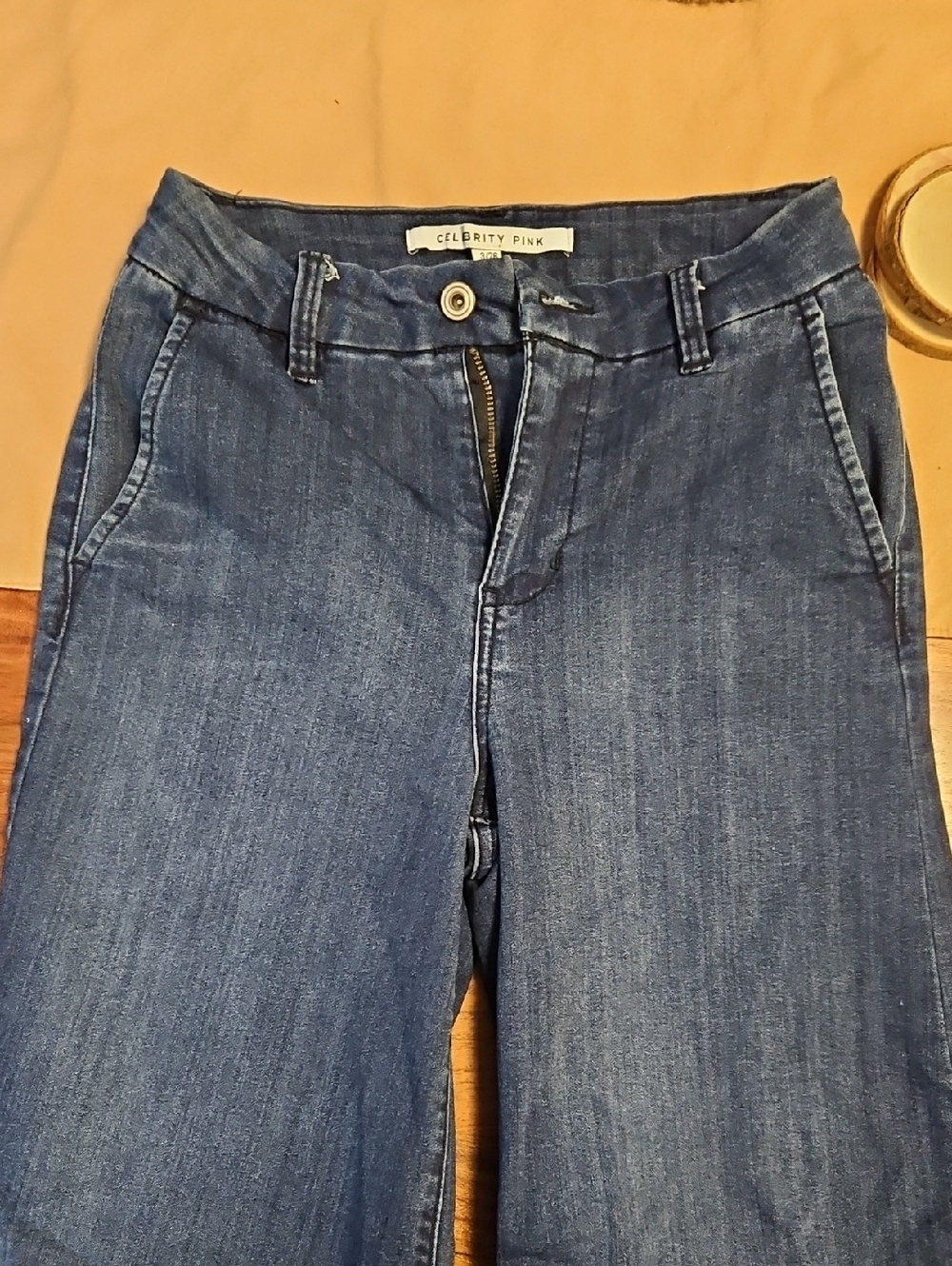 Celebrity Pink Indigo Mid-Rise Wide Leg Jeans